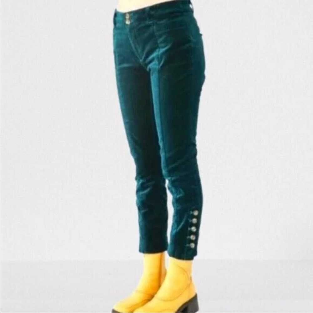 Anthropologie green velvet essential slim pants size 4